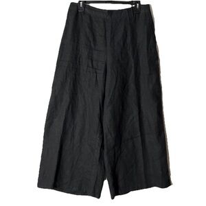 Nwot Tahari Black European Linen Super Wide Leg Pants L Boho Beachy Trendy
